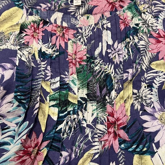 J Jill Love Linen Purple Tropical Floral Sleeveless Dress, 1X - Picture 7 of 11